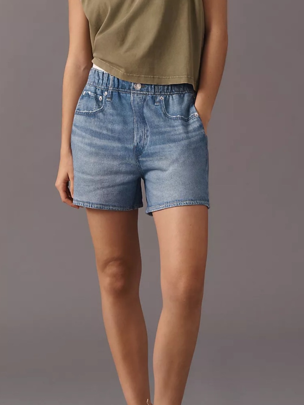 rag & bone Miramar Terry Denim-Knit Walking Shorts Morse